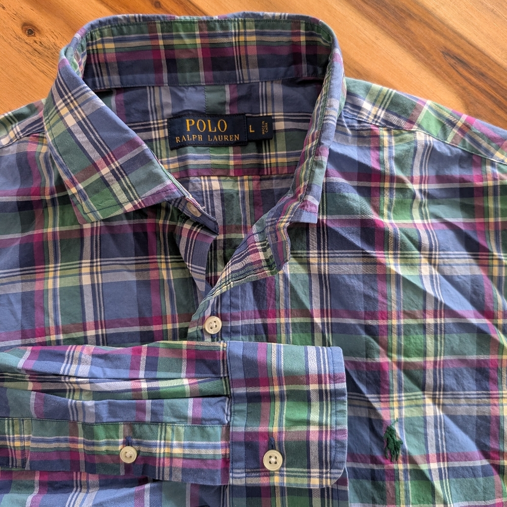 Polo by Ralph Lauren Men's Blue Plaid Shirt Size Large
